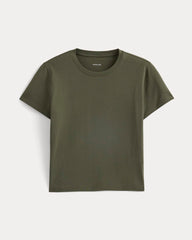The Box-Cut Tee In Essential Cotton | Olive Night | No Pocket