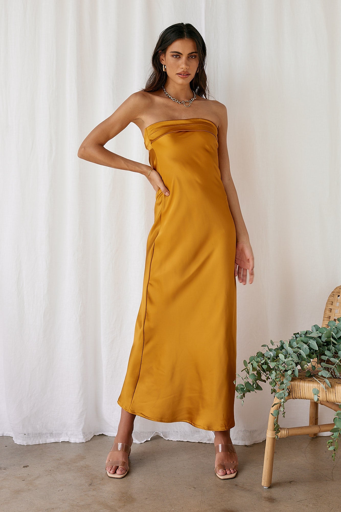 Gleam In Gold Maxi Dress Yellow