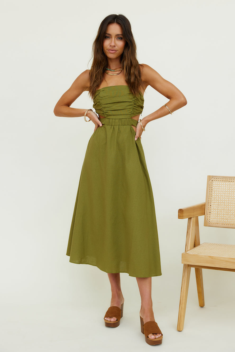 Left Of Field Maxi Dress Olive