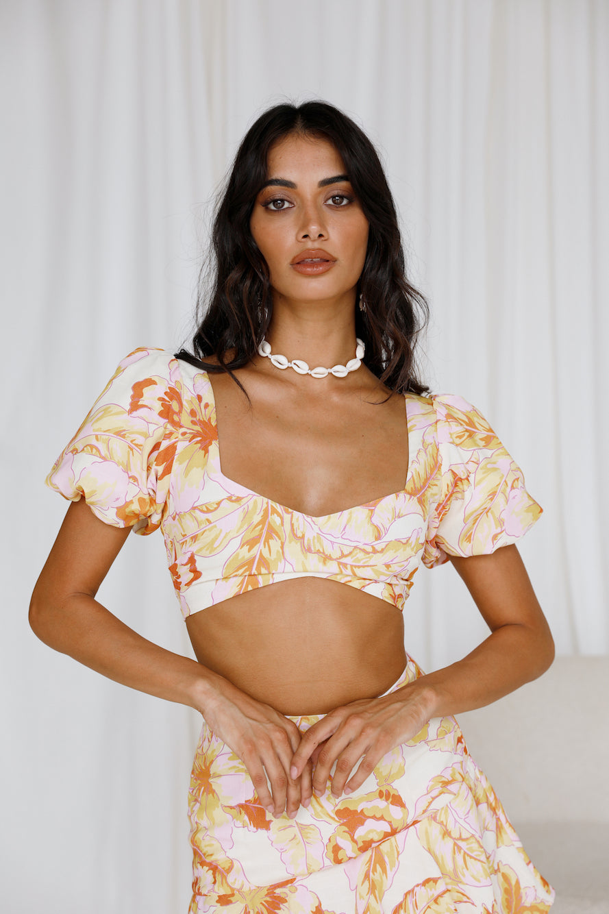 SEVEN WONDERS Tropicana Top Citrus Floral