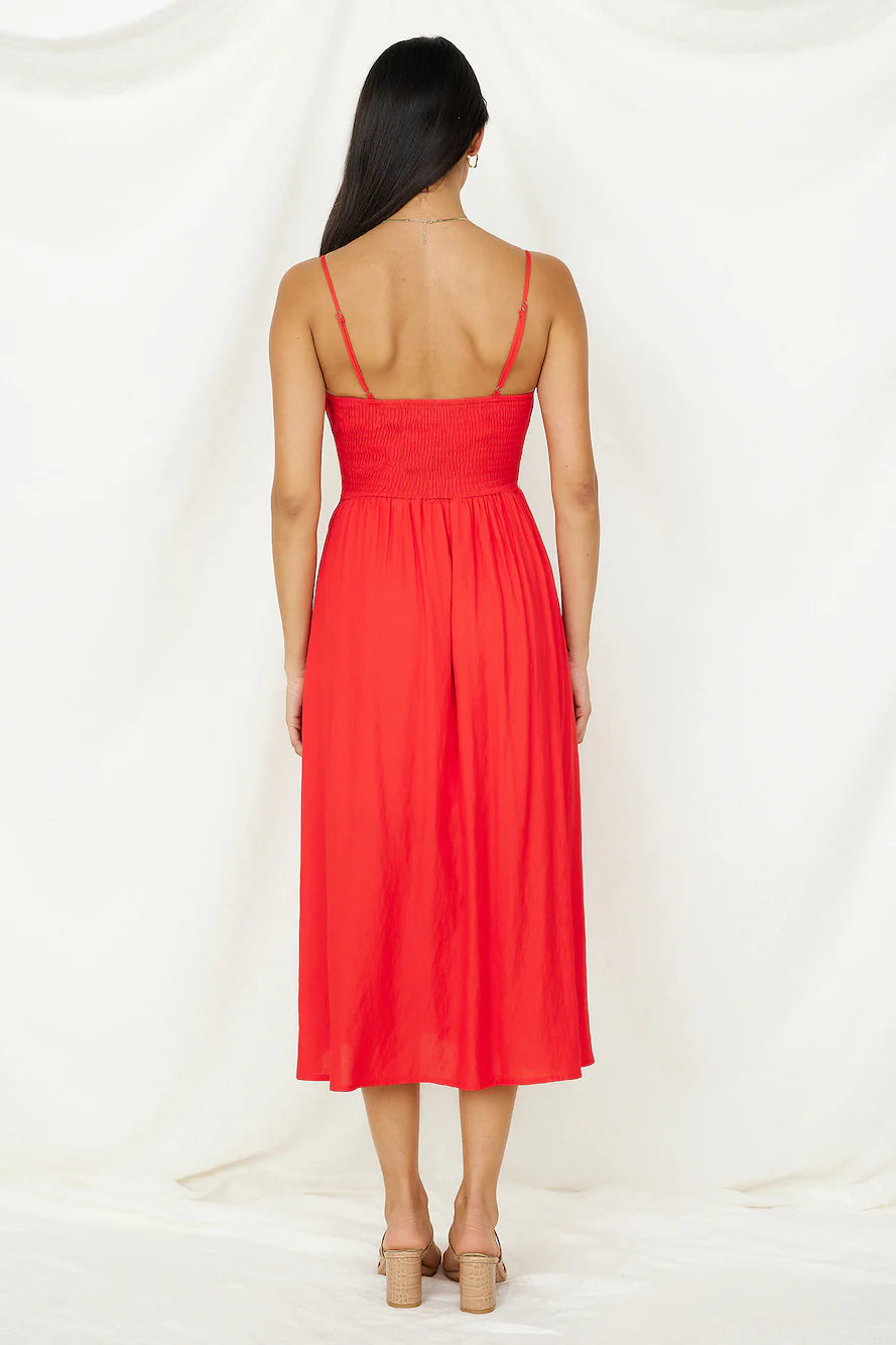 Coastal Dreaming Midi Dress Red