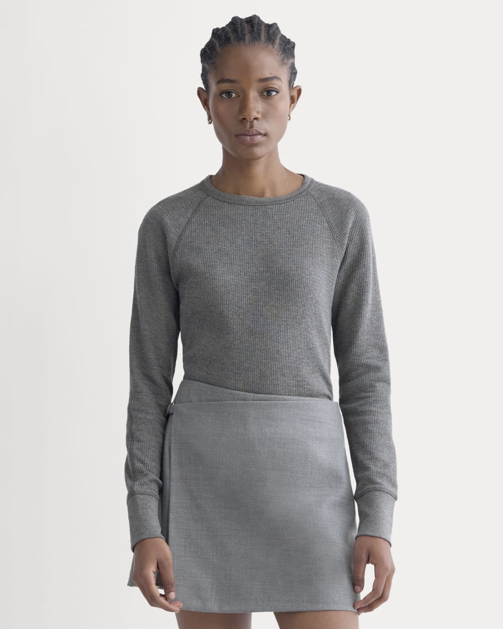 Slim-Fit Crew In Cozy Waffle | Heathered Charcoal