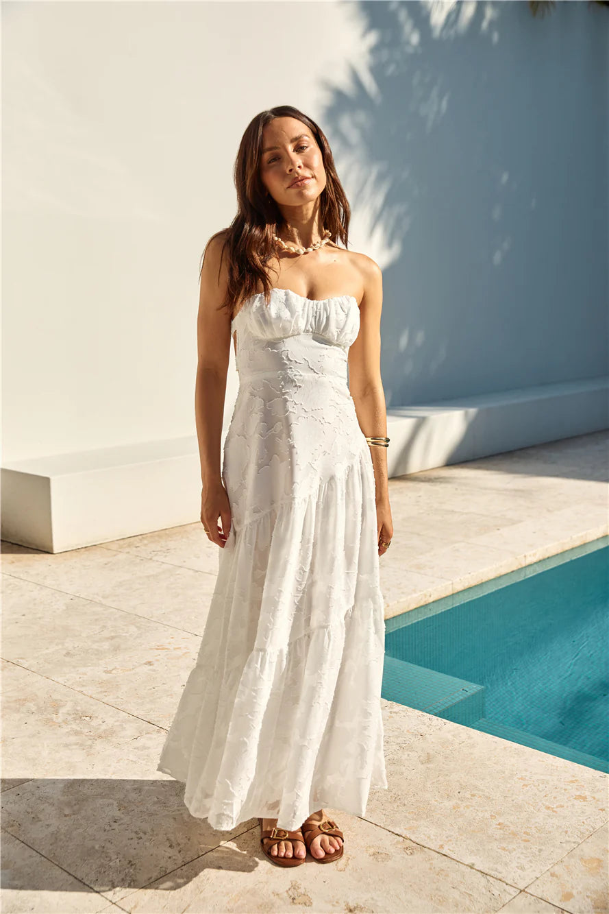 You and Me Strapless Maxi Dress White