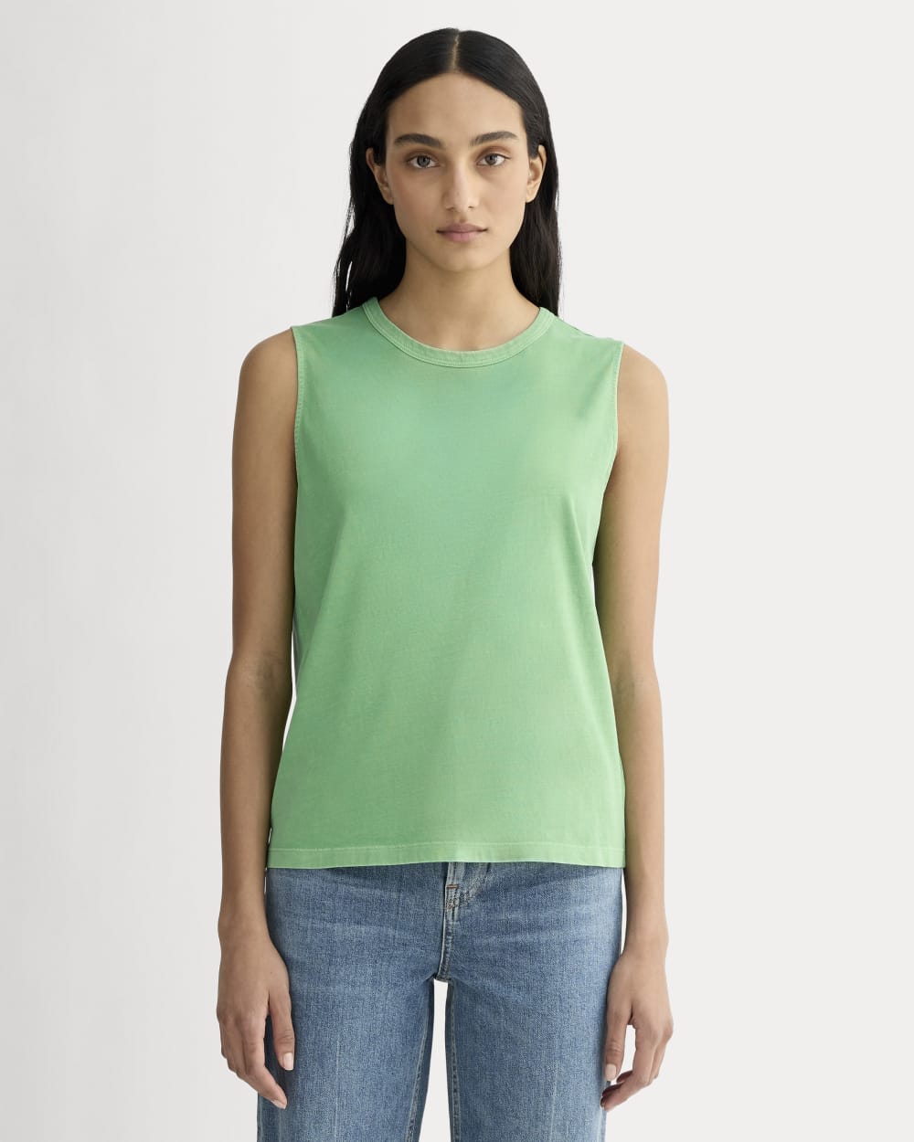 The Boyfriend Tank In Essential Cotton | Green Garment Dye