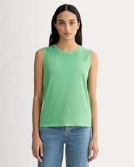The Boyfriend Tank In Essential Cotton | Green Garment Dye