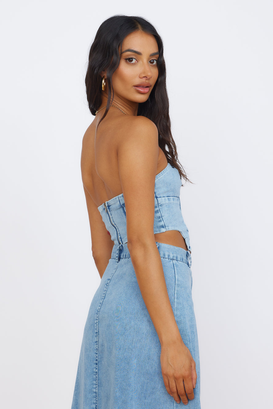 Starlit Symphony Crop Top Denim