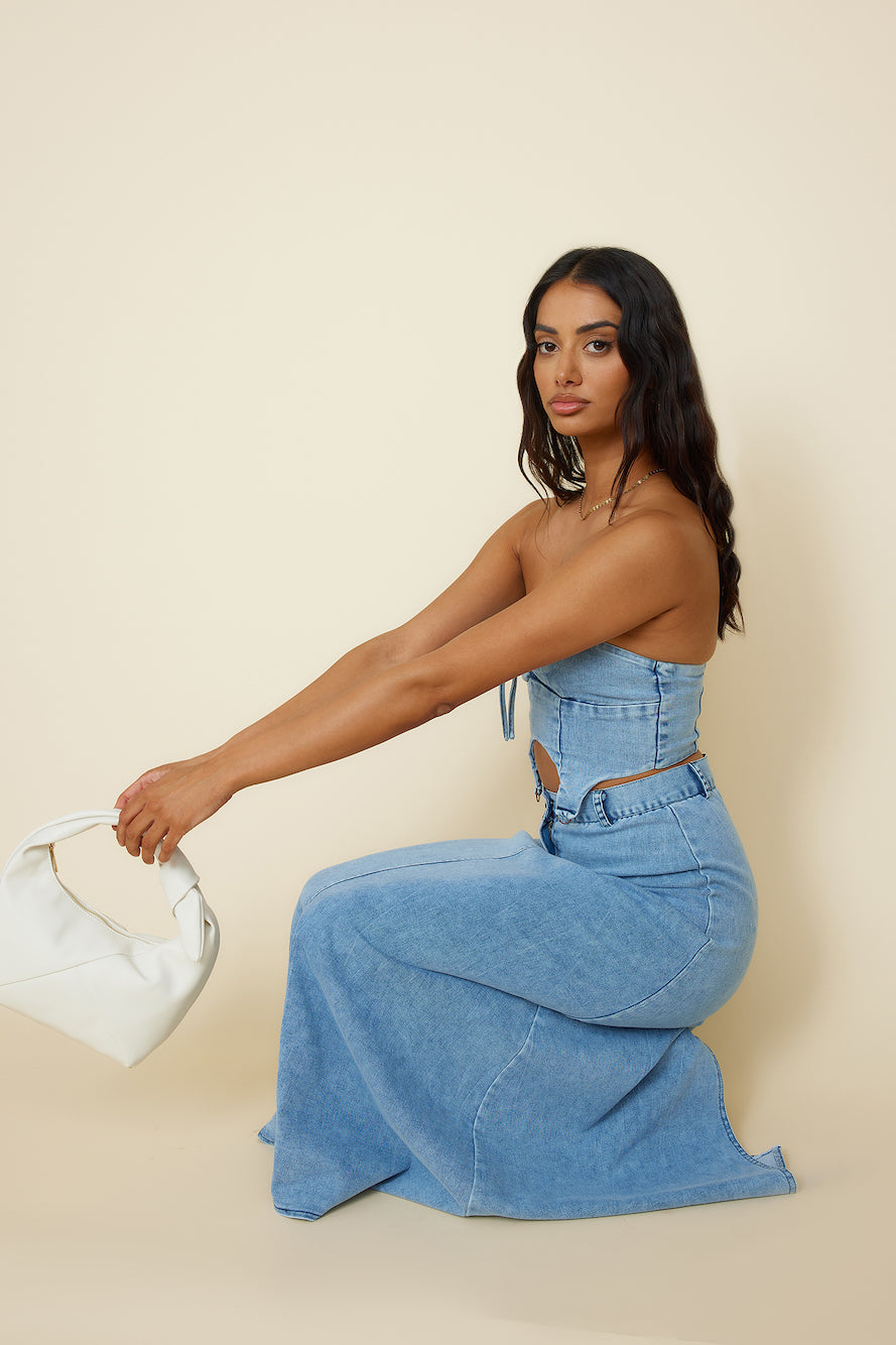 Starlit Symphony Crop Top Denim