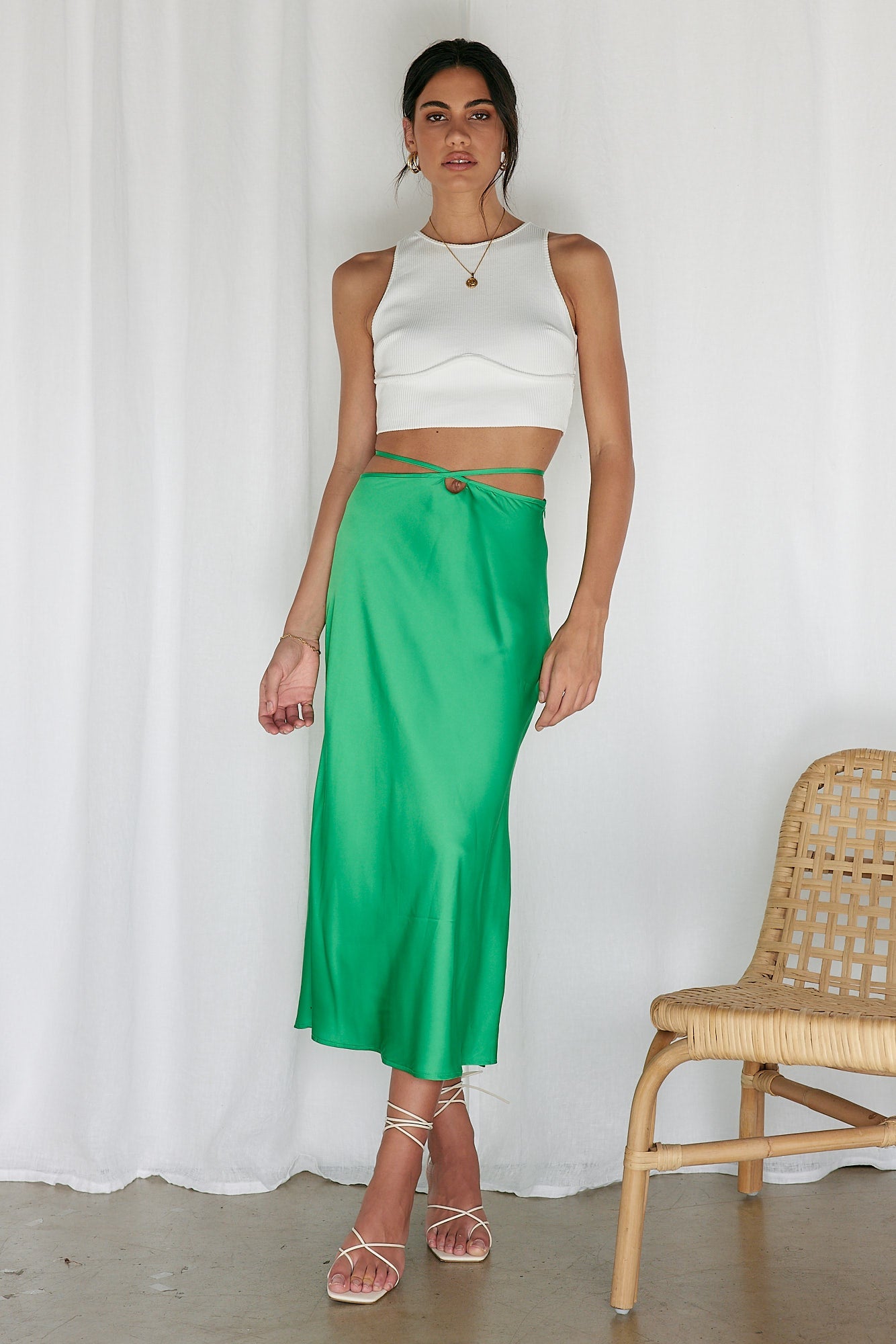 Make A Wave Maxi Skirt Green