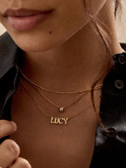 14K Gold Custom Nameplate Necklace - Bubble
