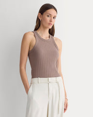 Racerback Tank In Pointelle | Heathered Chocolate Chip