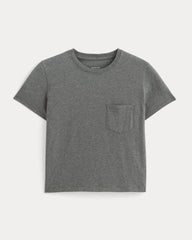 The Box-Cut Tee In Essential Cotton | Heathered Charcoal | Pocket