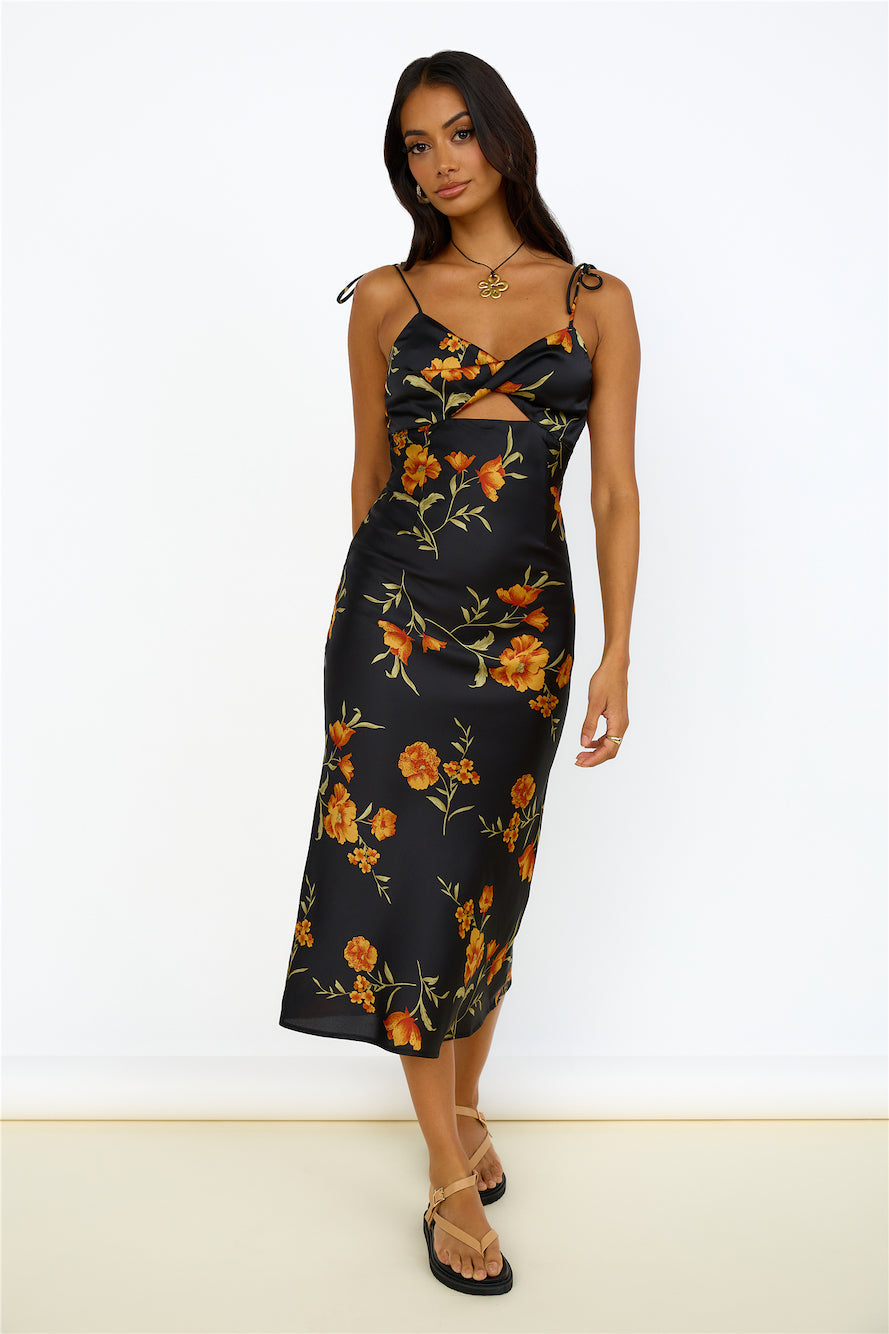 HELLO MOLLY Fool Me Once Midi Dress Black