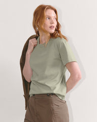 The Box-Cut Tee In Essential Cotton | Sage Green | No Pocket