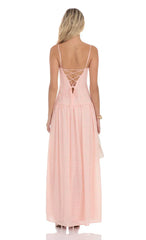 Plaid Drop Waist Maxi Dress in Pink