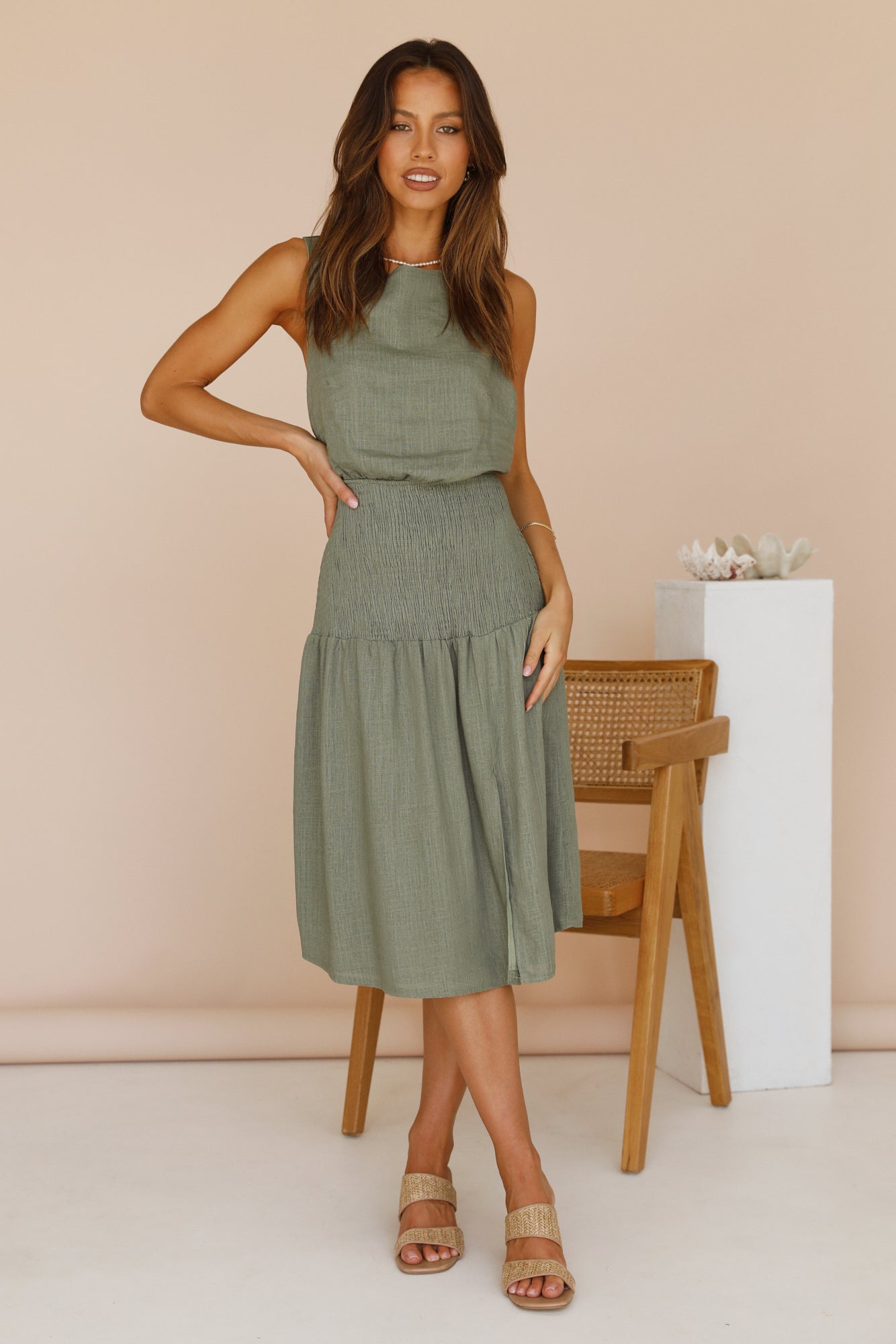 On The Horizon Midi Dress Green