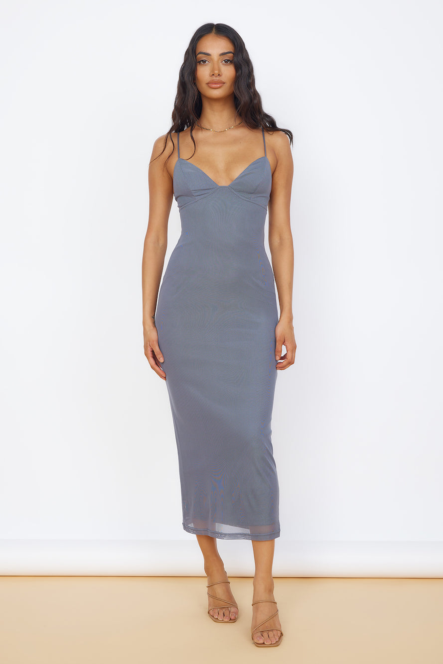 Midnight Magic Midi Dress Grey