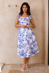 Moon Orchids Midi Dress Blue