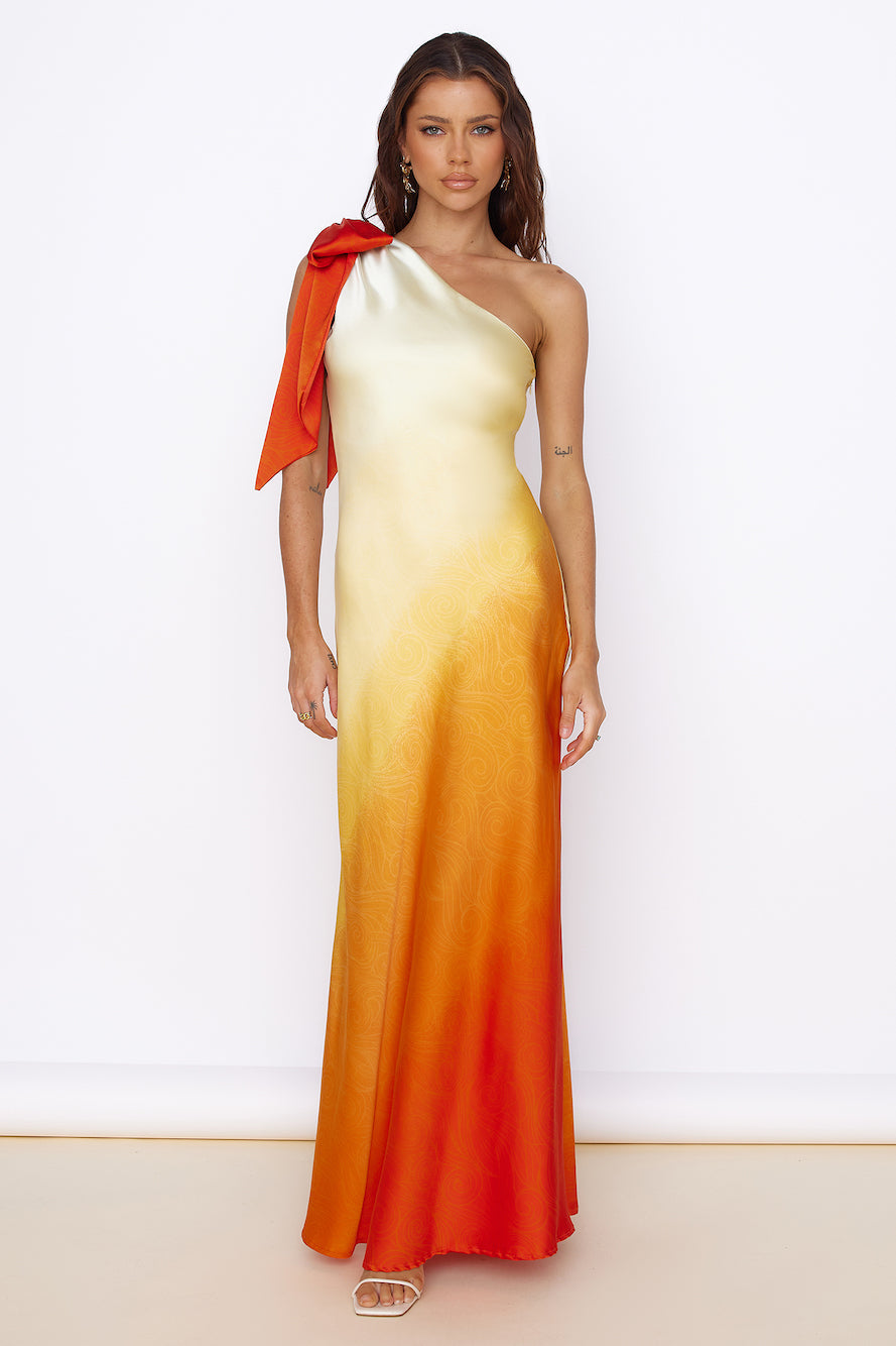 Forever Sunshine Satin Maxi Dress Orange