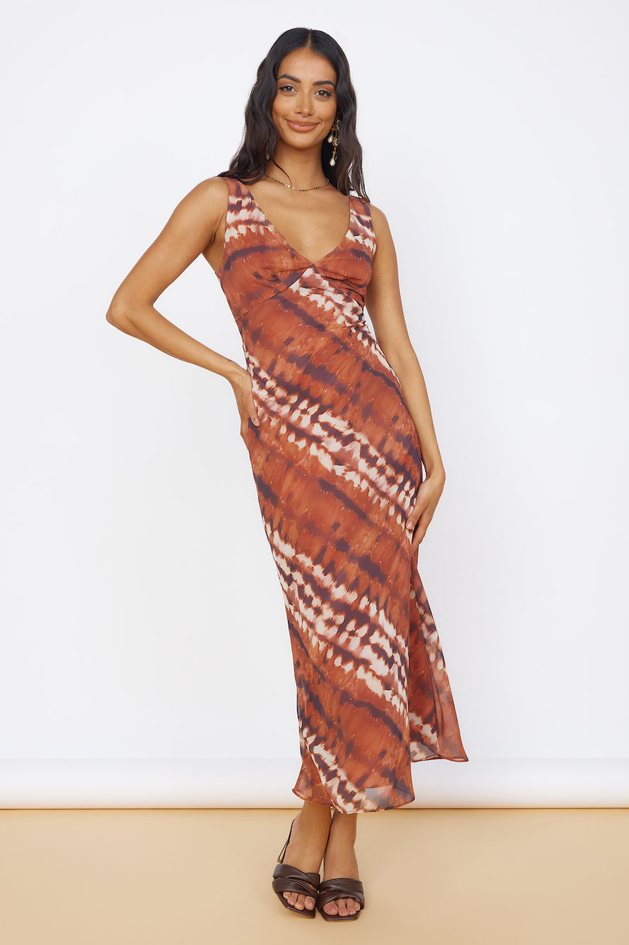 Sweet Reflections Maxi Dress Brown