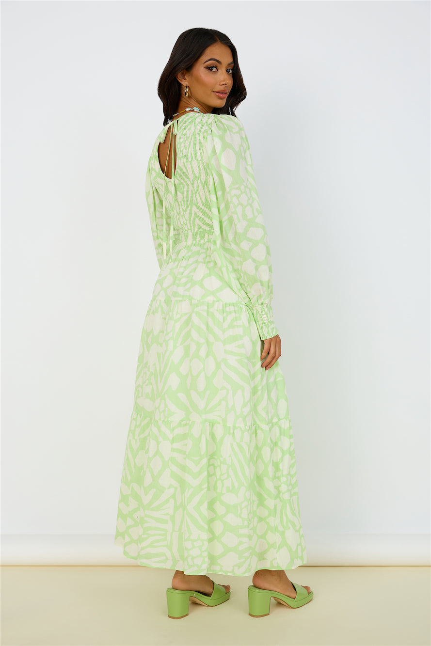 GIRL AND THE SUN Paloa Maxi Dress Lime Green