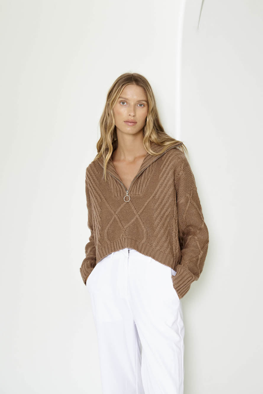 SNDYS Jax Crop Jumper Mocha