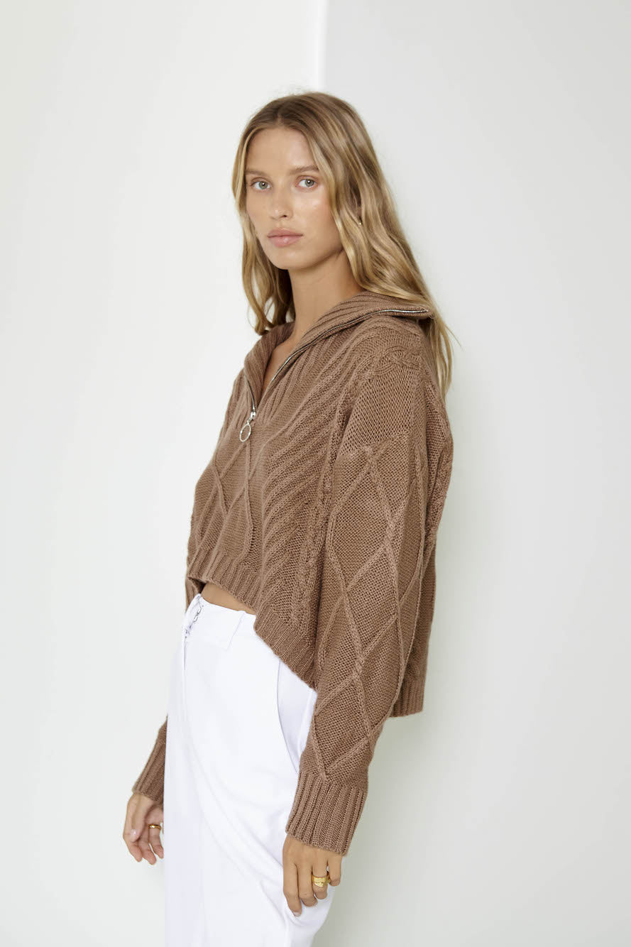 SNDYS Jax Crop Jumper Mocha