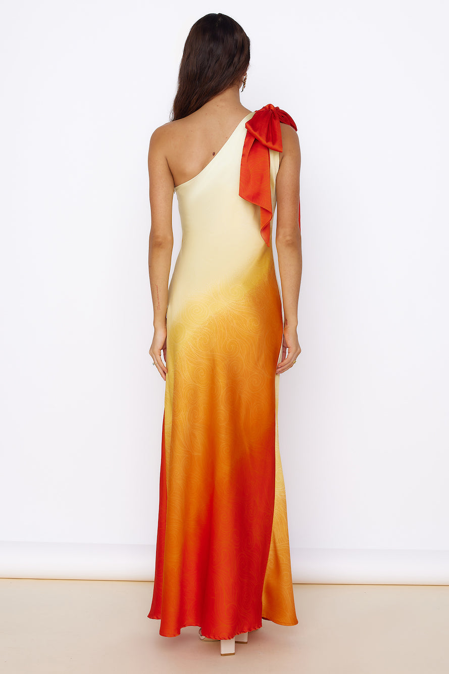 Forever Sunshine Satin Maxi Dress Orange