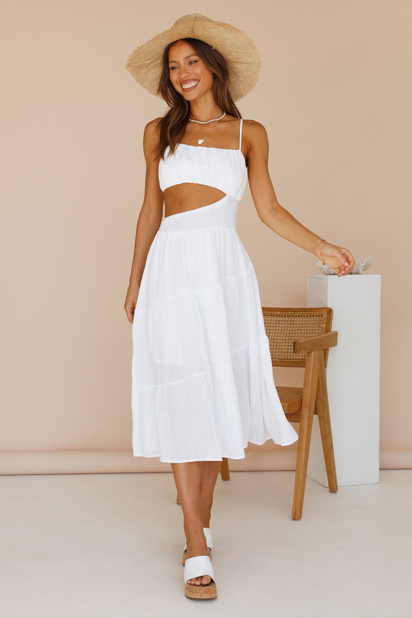 Feeling Fine Midi Dress White