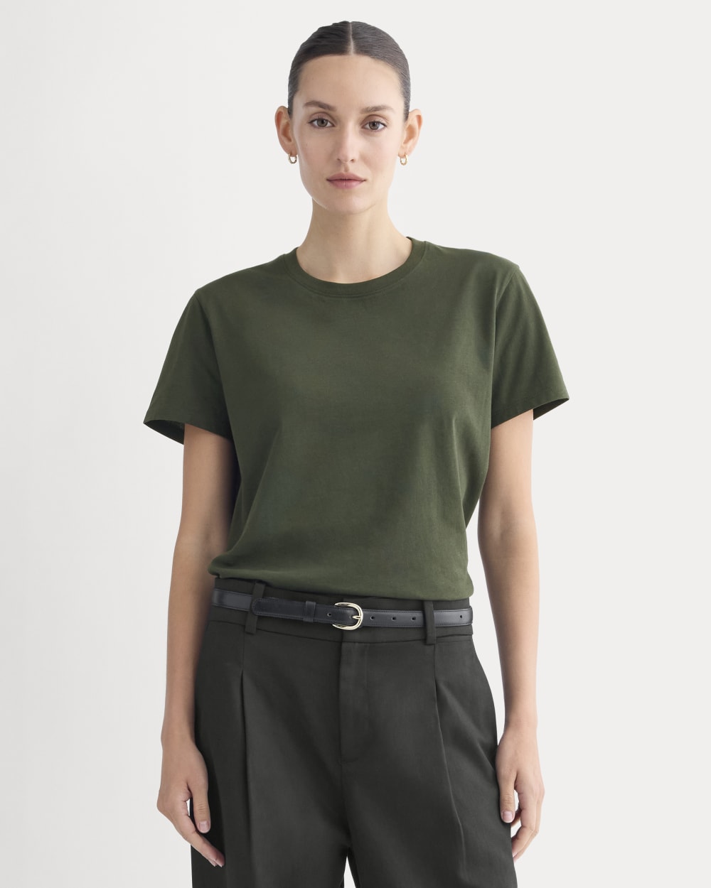 The Box-Cut Tee In Essential Cotton | Dark Green | No Pocket