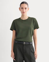 The Box-Cut Tee In Essential Cotton | Dark Green | No Pocket
