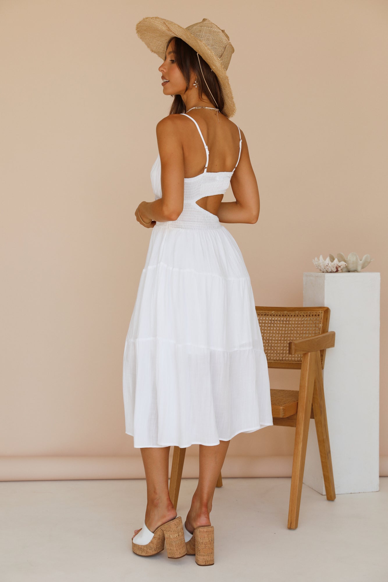 Feeling Fine Midi Dress White