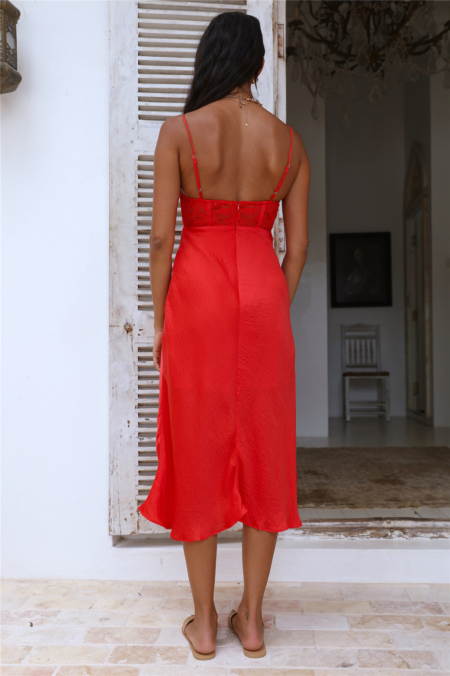 In This Lifetime Midi Dress Red