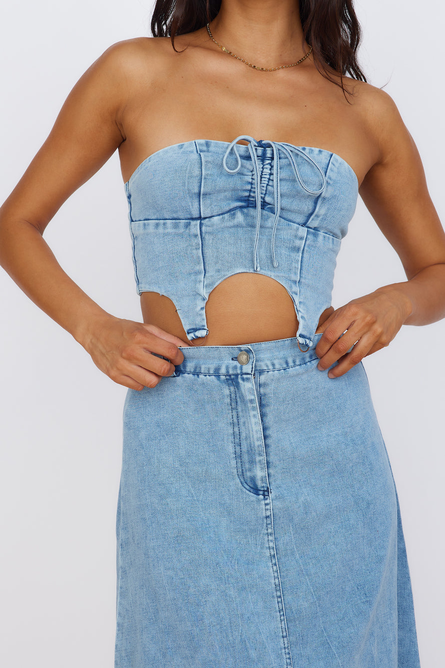 Starlit Symphony Crop Top Denim