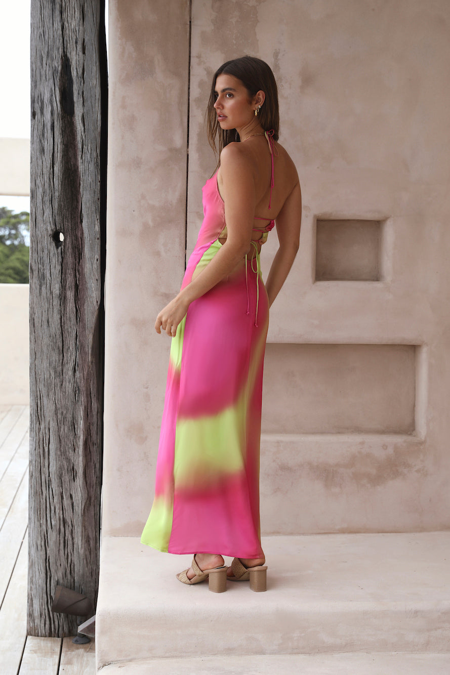 THE WOLF GANG Makena Maxi Dress Pink