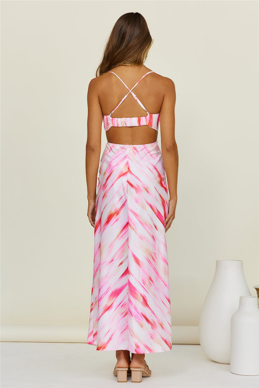 Water Colour Maxi Dress Pink