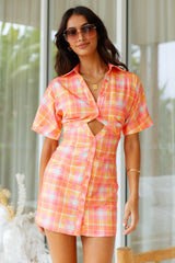 SEVEN WONDERS Avena Mini Dress Orange Check