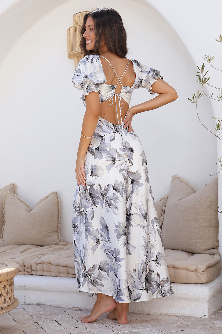 Whimsical Heart Maxi Dress Blue