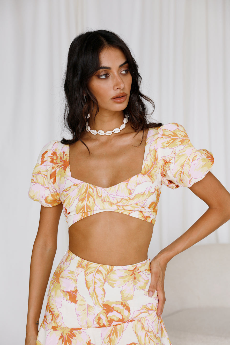 SEVEN WONDERS Tropicana Top Citrus Floral