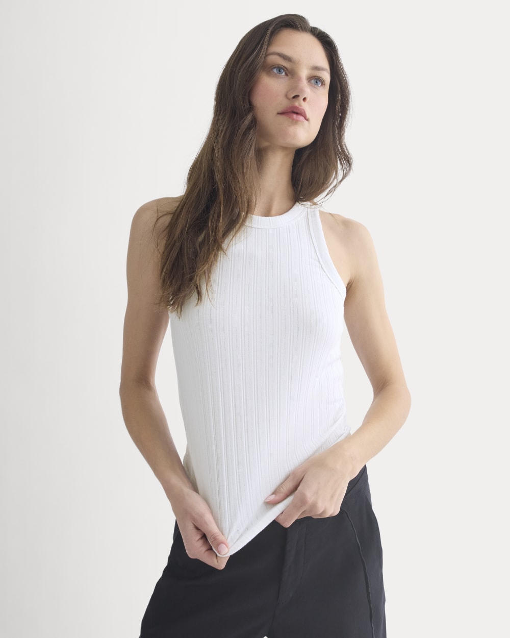 Racerback Tank In Pointelle | White