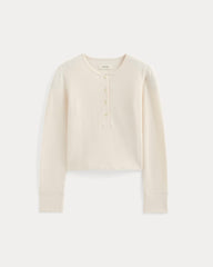 Boxy Henley In Cozy Waffle | Bone