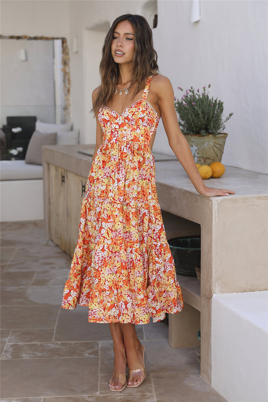 Idyllic Travels Maxi Dress Orange