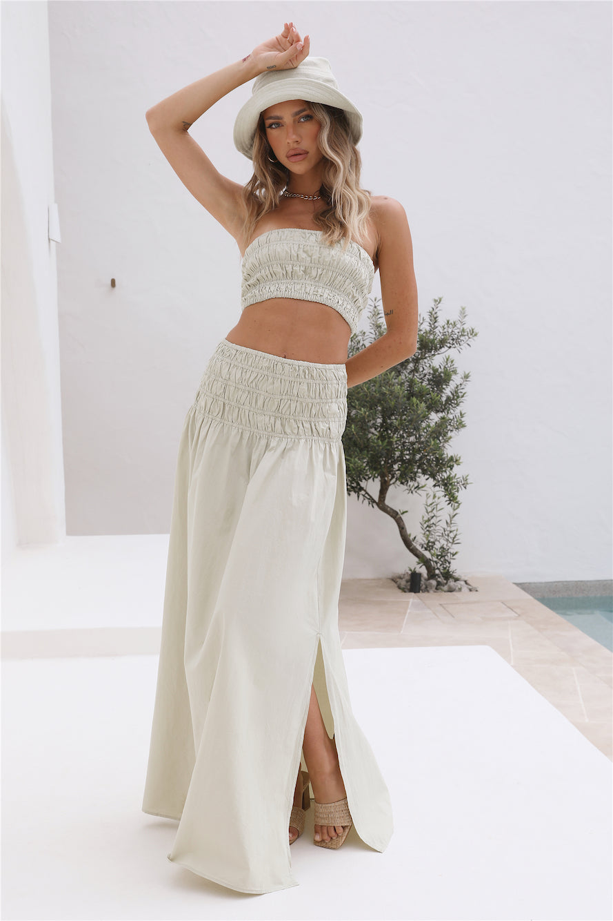 NUDE LUCY Oasis Poplin Maxi Skirt Eucalyptus