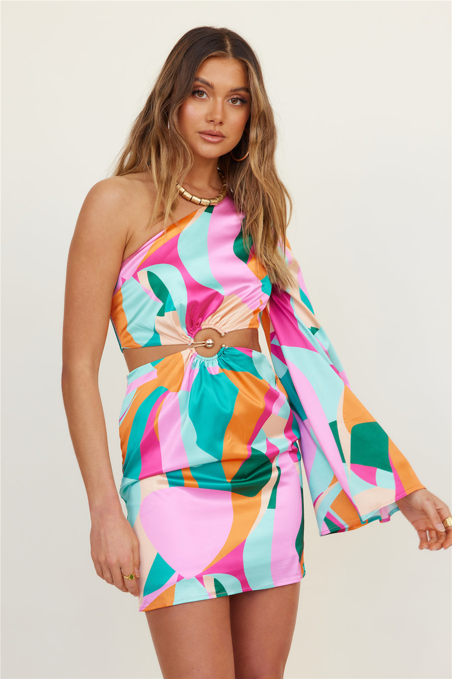 RUNAWAY THE LABEL Mariposa Drape Dress Multicolour