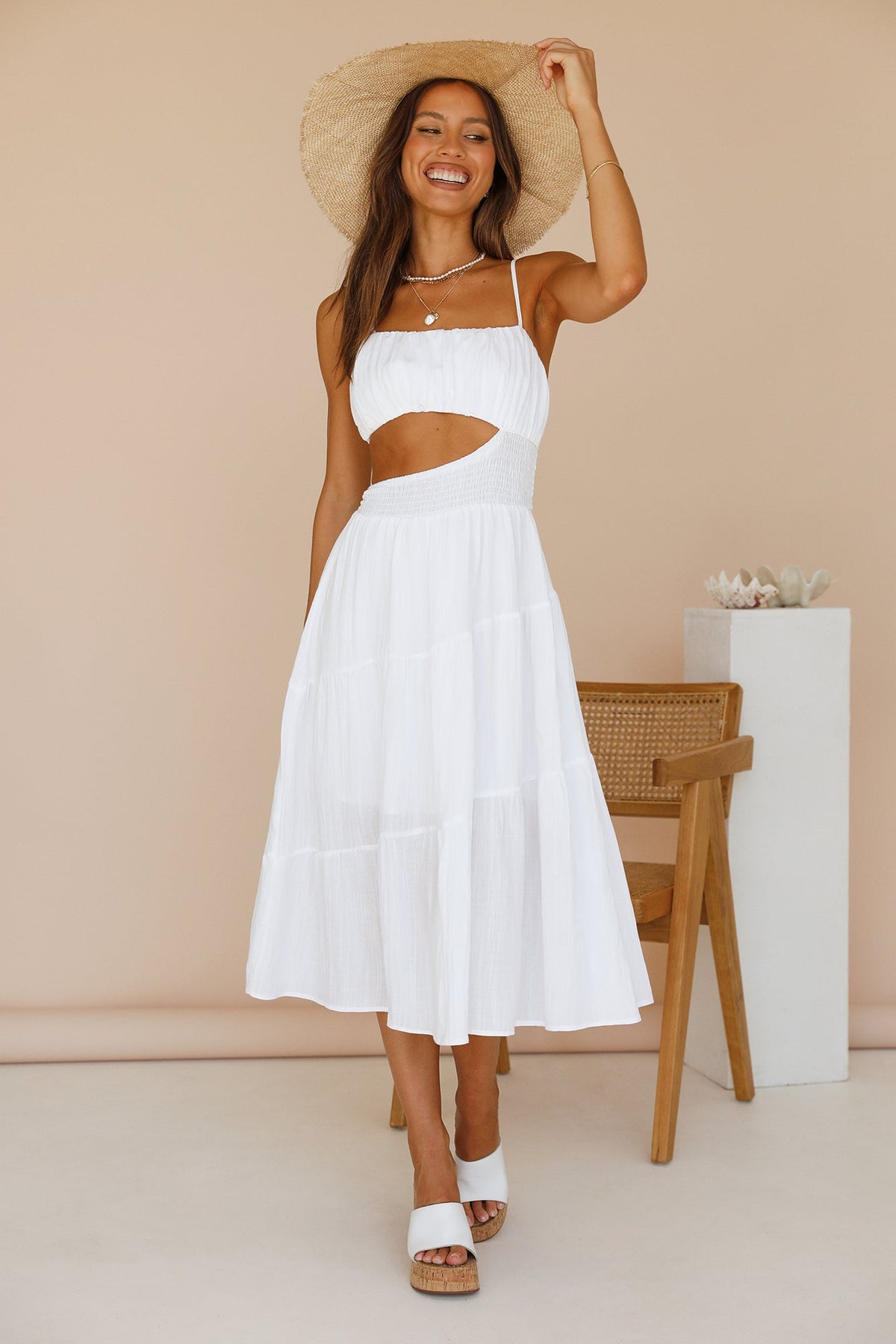 Feeling Fine Midi Dress White