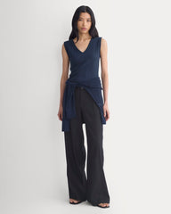 V-Neck Tank In Pointelle | Deep Navy