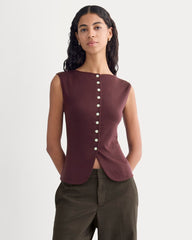 Sleeveless Button-Up In Butterluxe | Deep Plum