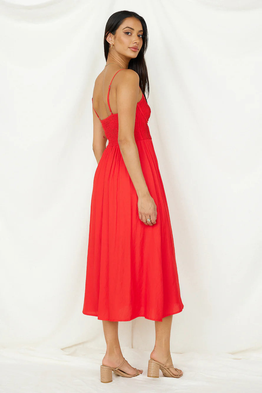 Coastal Dreaming Midi Dress Red