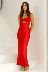 Laced With Gold Maxi Dress Red