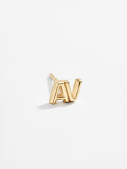 Single 14K Gold Double Initial Earring - Gold