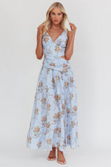 First Dates Waist Cut-Out Maxi Dress Floral Blue